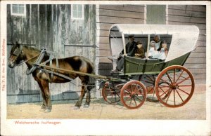 Walcheren Zeeland Netherlands Covered Wagon c1900-20s Vintage Postcard