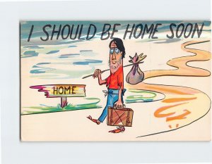 Postcard I Should Be Home Soon Man Walking Home Art Print