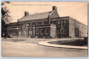 c1943 Auditorium Entrance Smyrna High School Building Smyrna Delaware Postcard