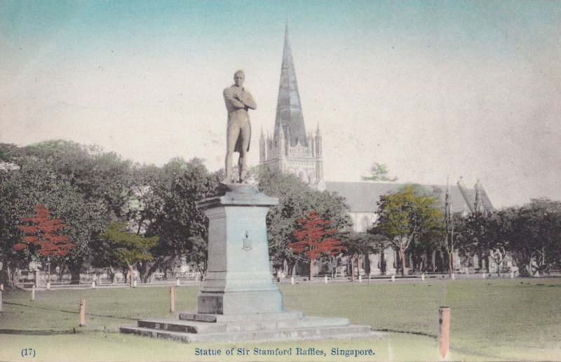 Sir Stamford Raffles Singapore Statue Antique Postcard