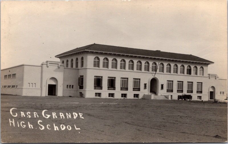 Real Photo Postcard Casa Grande High School in Casa Grande, Arizona