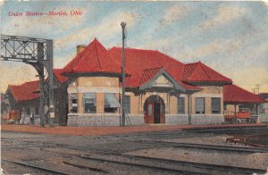 J34/ Marion Ohio Postcard c1910 Union Railroad Depot Station 104