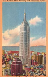 Vintage Postcard 1956 Empire State Building & Television Tower New York City NY