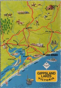 Maps Postcard - Map of Gippsland Lakes, Victoria, Australia  RR23485
