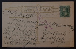 QUIT - waiting around for chances to turn up - Towanda, PA 1911 Flag Cancel