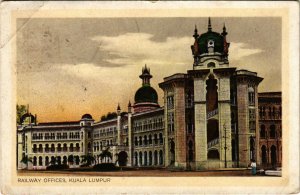 PC CPA MALAYSIA, KUALA LUMPUR, RAILWAY OFFICES, Vintage Postcard (b19102)