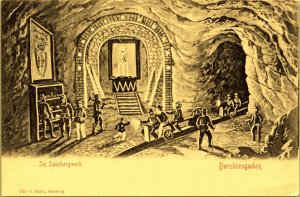 Berchtesgaden Salt Mine Jm Salzberwerk Germany Postcard early 1900's