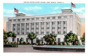 Fort Worth, Texas, TX, U. S. Court House, 1942 Linen Vintage Postcard a147