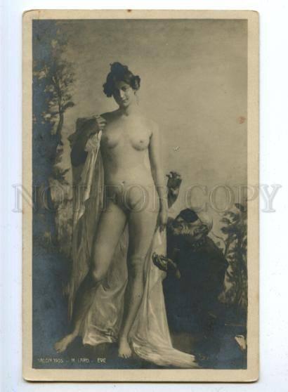 176614 NUDE Woman EVE & Devil by LARD Vintage SALON 1905 PC