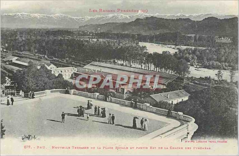 Old Postcard Low pyrenees 677 new terrace pau royal place and part of the cha...