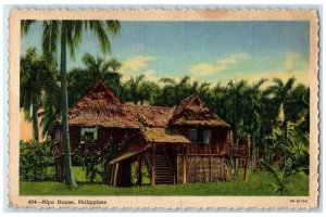 1947 Nipa House Philippines PI Victory Commonwealth Stamp Vintage Postcard