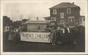 Parade Float - Lawrence J. M<iller Builder Contractor WHERE? RPPC c1910