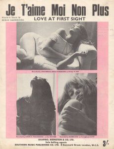 Je T'Aime Moi Non Plus RARE EROTIC Cover UK 1st Edn Sheet Music