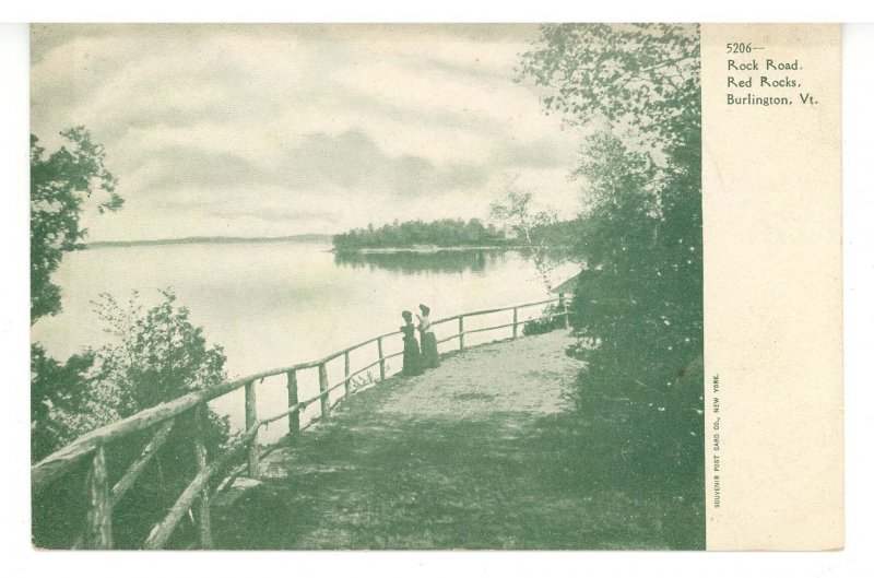 VT - Burlington. Road at Red Rocks, Lake Champlain 