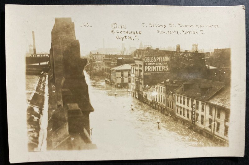 Mint USA RPPC Postcard Dayton Ohio Second Street During High Water Flood 