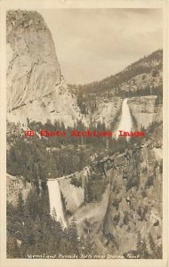 Yosemite National Park, California, RPPC, Vernal & Nevada Falls from Sierra Pt