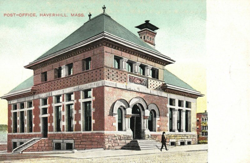 Vintage Postcard Post Office Building Landmark Haverhill Massachusetts MA S.H.N.