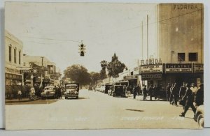 RPPC Scene on Call Street STARKE FLORIDA Soldiers Theater 1940s Postcard P7
