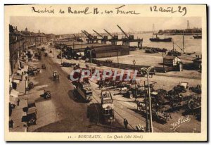 Old Postcard Bordeaux Quays Boat