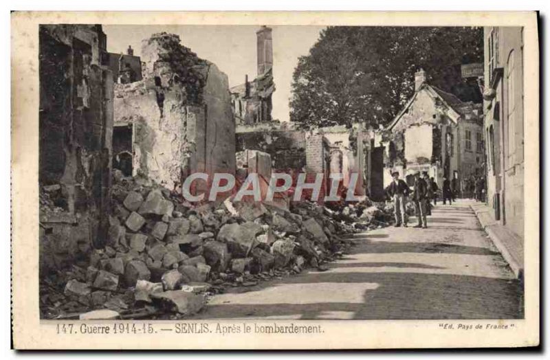 Old Postcard Senlis After Bombing