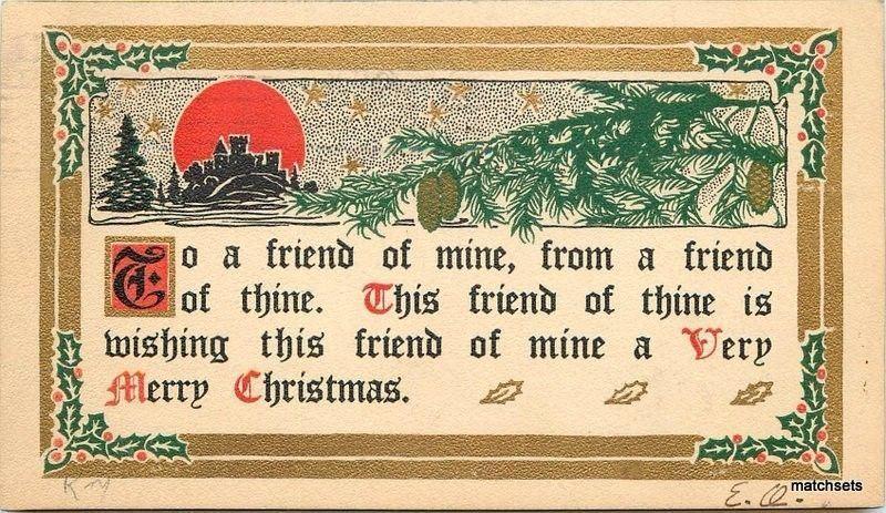 1909 Arts Crafts Christmas Saying Red Cross Stamp postcard 687