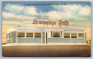 1955  Birmingham Grille Restaurant Diner  Wilmington  Delaware  Postcard