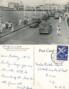 curacao, N.W.I., WILLEMSTAD, Traffic over Pontoon Bridge Emma (1950) Postcard