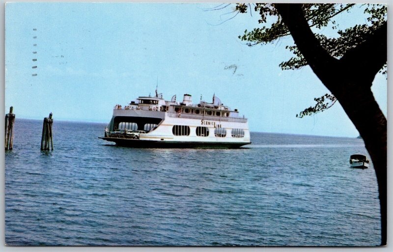 Vtg Burlington Vermont VT MV Champlain Ferry Crossing Lake 1960s View Postcard