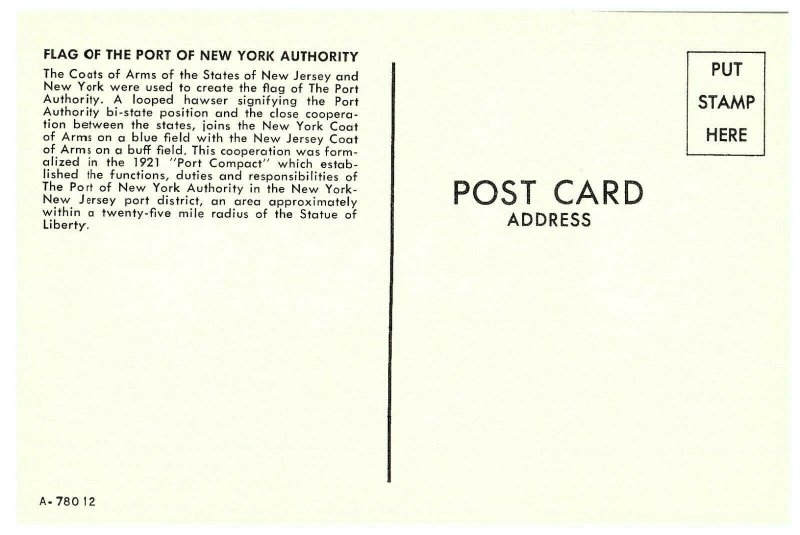 Bandera De New York Port Authority ~ Vintage Tarjeta Postal