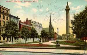 Maryland Baltimore Mount Vernon Place Washington Monument 1912