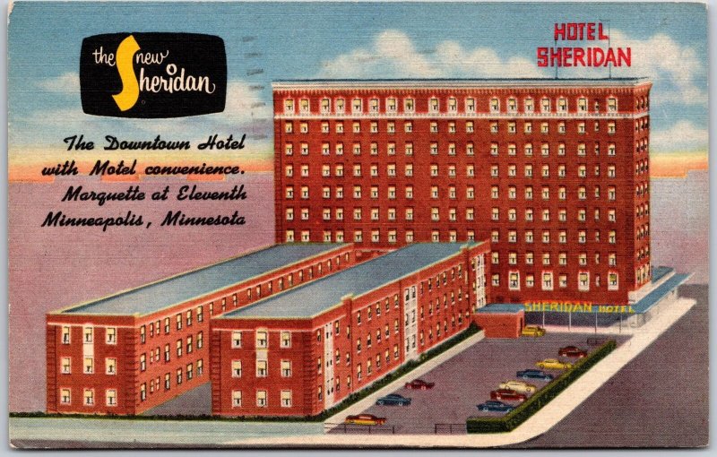 1962 Hotel Sheridan Minneapolis Minnesota MN Rooms Garage Posted Postcard