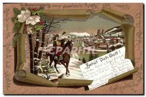 Old Postcard Illustrator Dehut Dich Gott Jumper Horse