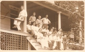 Vintage Postcard 1910's Group of Men and Women Husband & Wife Couple Lovers