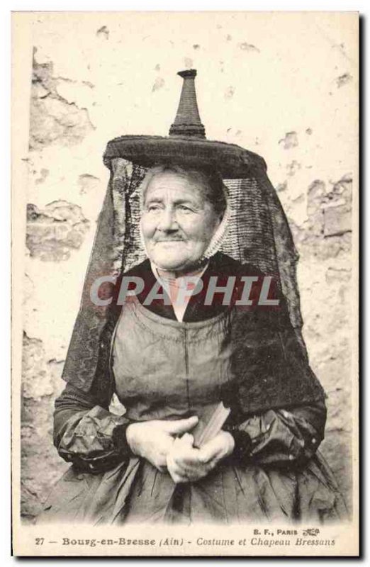 Old Postcard Folklore Bresse Bourg en Bresse Costume and hat Bressans