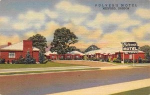 Pulver's Motel Highway 99 Medford Oregon linen postcard