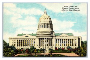 Riverfront View State Capitol Jefferson City Missouri MO UNP DB Postcard P24