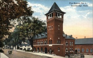 Southbridge Massachusetts MA Fire Station c1910s Postcard