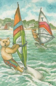 Children Postcard - Enterprise Teddies - Windsurfing - Jonathan Smith RR7671
