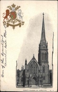 St. John New Brunswick NB Trinity Church Embossed Seal c1905 Vintage Postcard