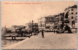 Venezia Riva Degli Schiavoni e Monumento Vittorio Emanuele Venice Italy Postcard