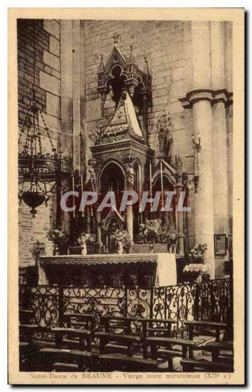 Old Postcard Notre Dame de Beaune miraculous Black Madonna