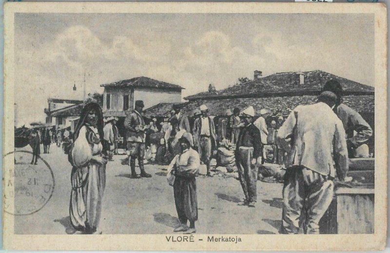 79322 - ALBANIA - VINTAGE POSTCARD :  VALONA Vlora 1936 MARKET
