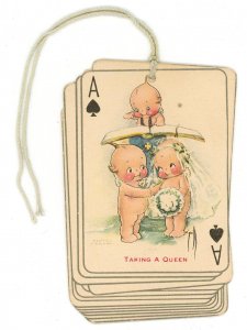 Kewpies by Rose O'Neill. Card Game Tally (Not a Postcard) Taking a Queen