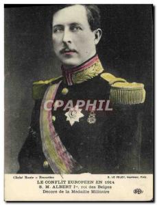 Postcard Old Army SM Albert 1st King of Belgians Decore the Medaille Militaire