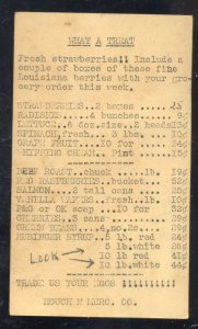 HOUSTONIA MISSOURI HOUCHEN MERCANTILE CO. GROCERY ADVERTISING POSTCARD 1940