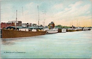 Vancouvers Commerce Vancouver BC Ships Boats c1922 Edwards Postcard H25