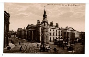 UK - England, Plymouth. Theatre Royal & Derry's Clock Street Scene ca 1908