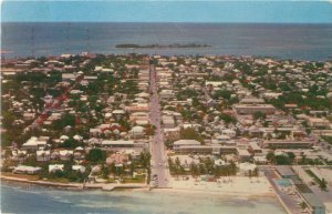 Key West FL Aerial View Showing Duval Street Vintage Chrome Postcard, Unused
