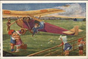 Spanish Airplane Aviation Kids Acting Like Adults Monoplane Postcard