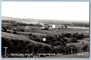 Chamberlain South Dakota SD Postcard RPPC Photo From The Hills c1940's Vintage